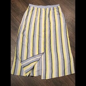 NWOT Max Studio Button Down Front Long Linen Skirt bottom striped women's small